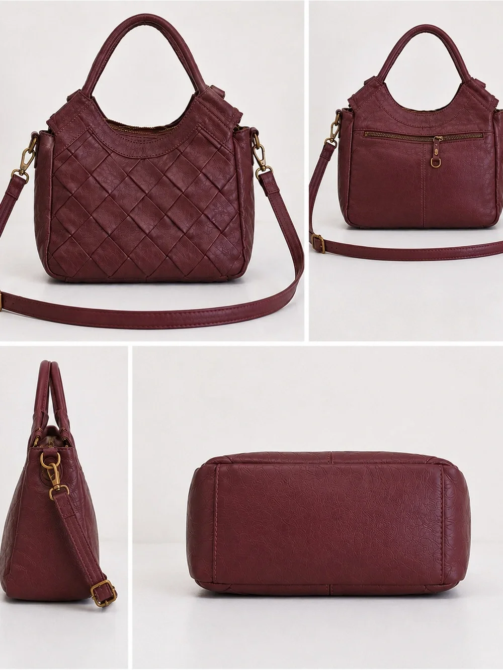 HOBO Woven Shoulder Bag in Plum